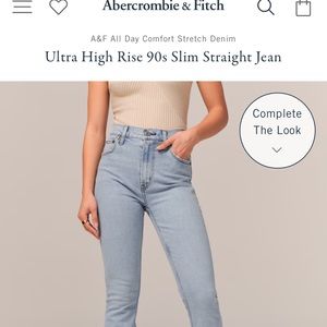 Abercrombie ultra high rise 90’s slim straight jeans.